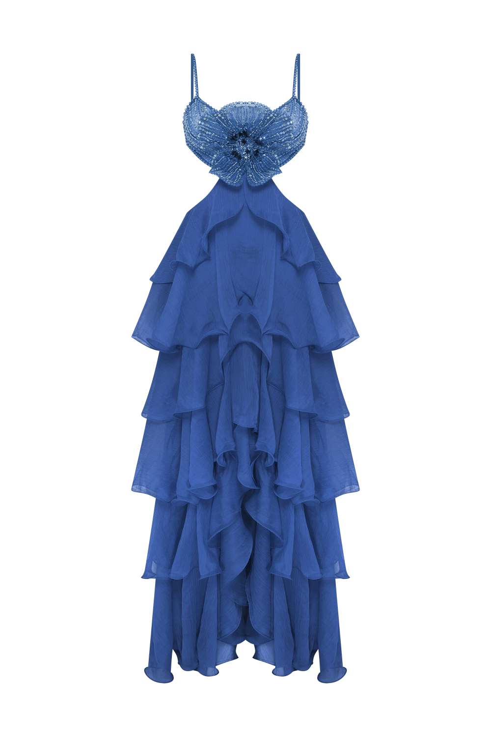 VESTIDO LONGO CHIFFON CARMEN AZUL