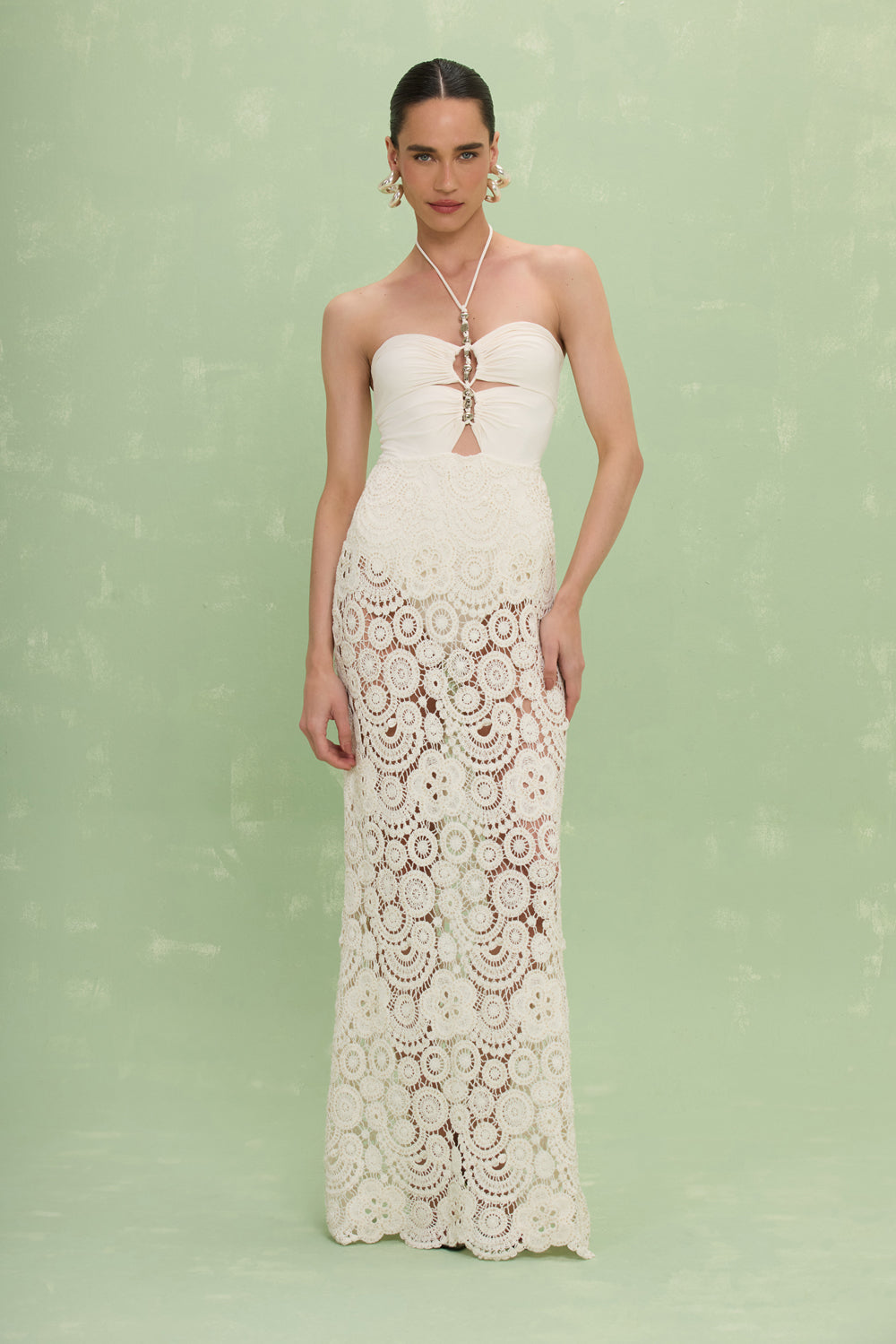 VESTIDO LONGO GAL EMBROIDERY OFF WHITE