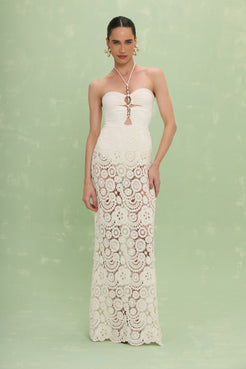 VESTIDO LONGO GAL EMBROIDERY OFF WHITE