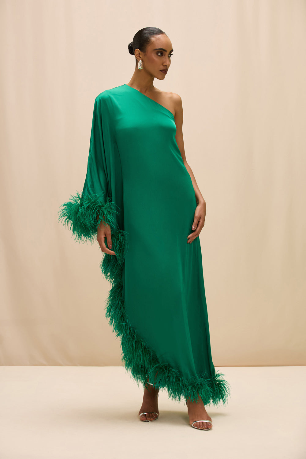 VESTIDO LONGO CETIM ISABEL VERDE ESCURO