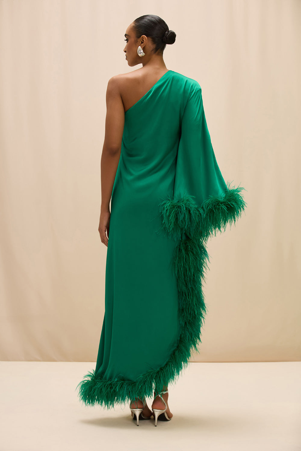 VESTIDO LONGO CETIM ISABEL VERDE ESCURO