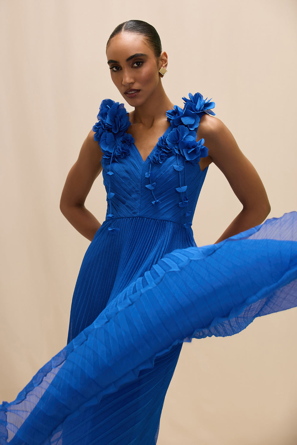 VESTIDO LONGO CHIFFON CARMEN AZUL