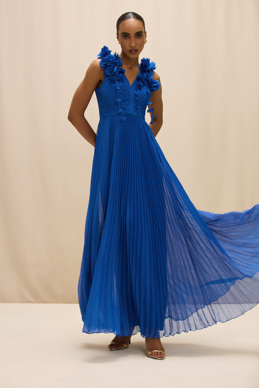 VESTIDO LONGO CHIFFON CARMEN AZUL