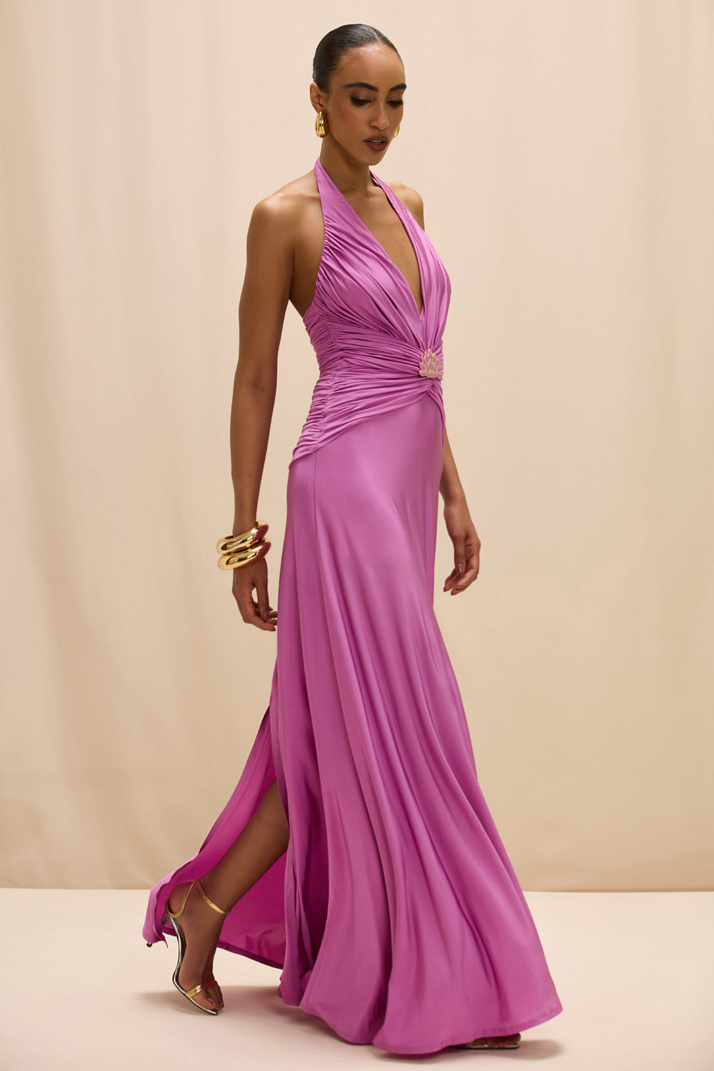 VESTIDO LONGO JERSEY GISELE ROXO