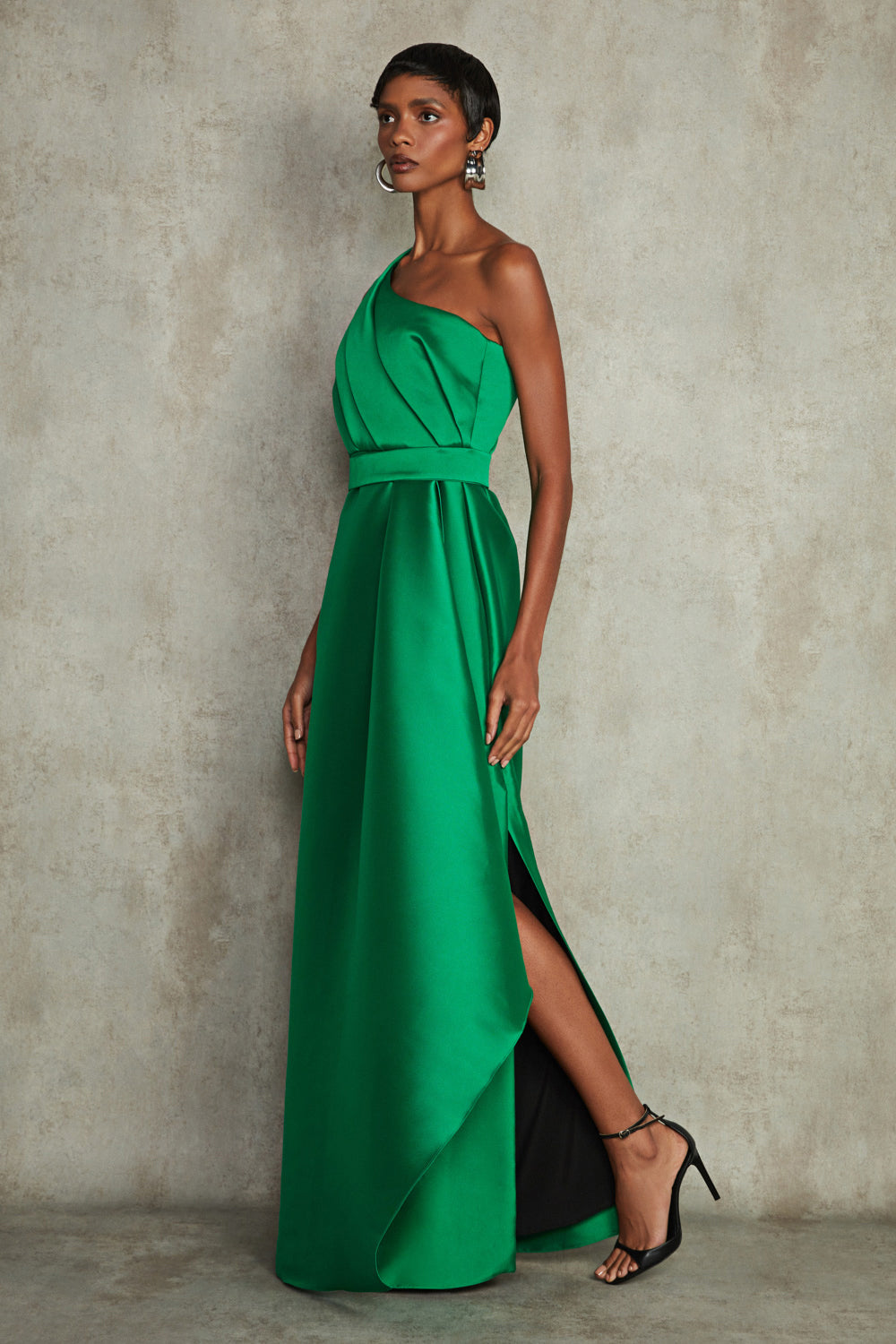 VESTIDO LONGO MIKADO LILIAN VERDE