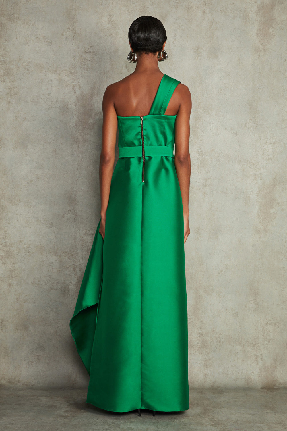VESTIDO LONGO MIKADO LILIAN VERDE