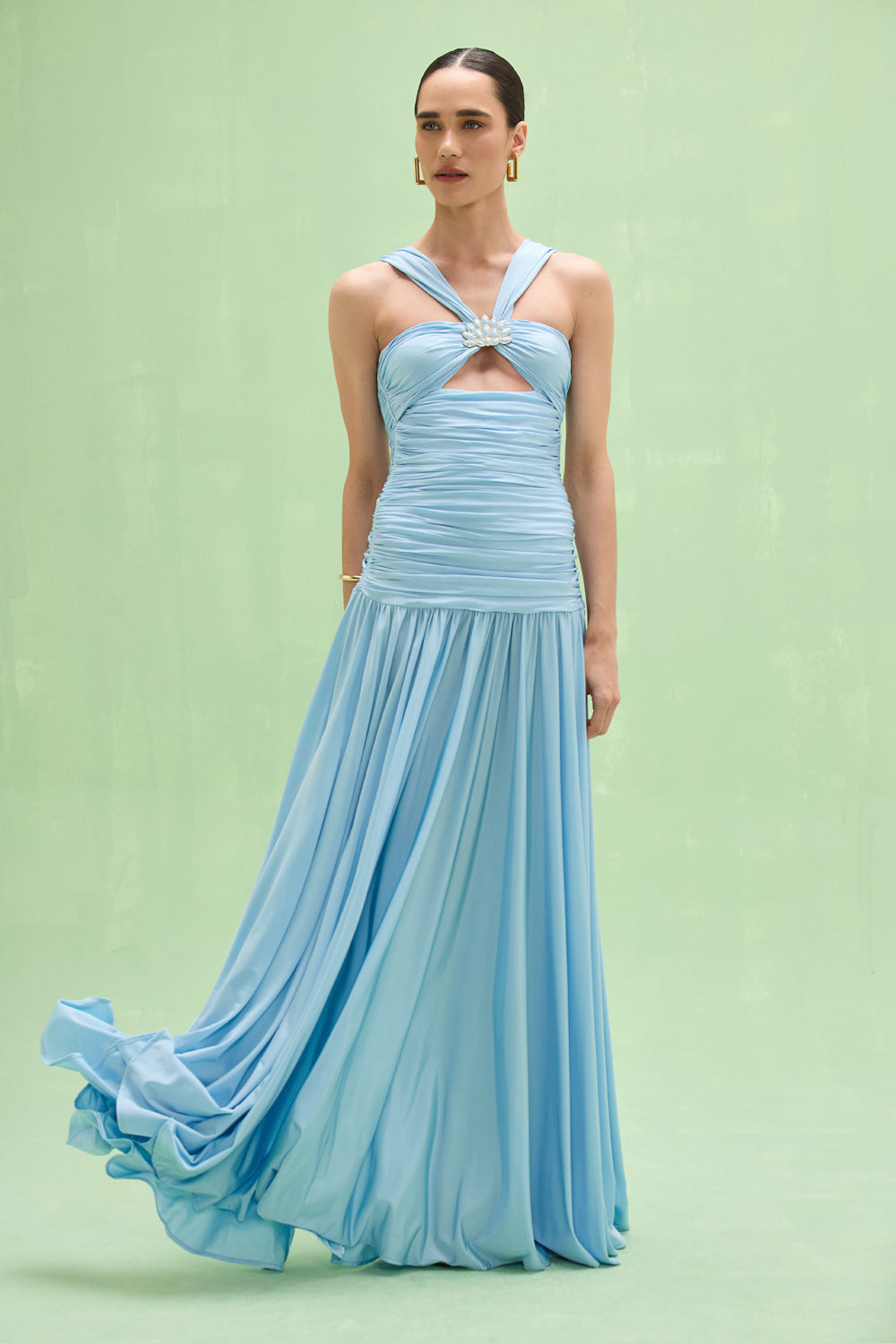 VESTIDO LONGO JERSEY GISELE AZUL CLARO