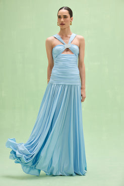 VESTIDO LONGO JERSEY GISELE AZUL CLARO