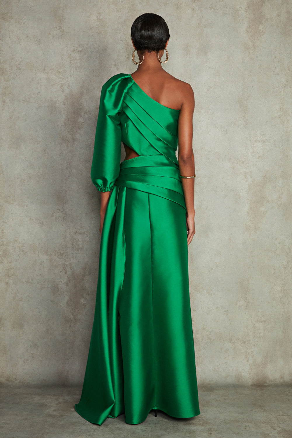 VESTIDO LONGO MIKADO LILIAN VERDE