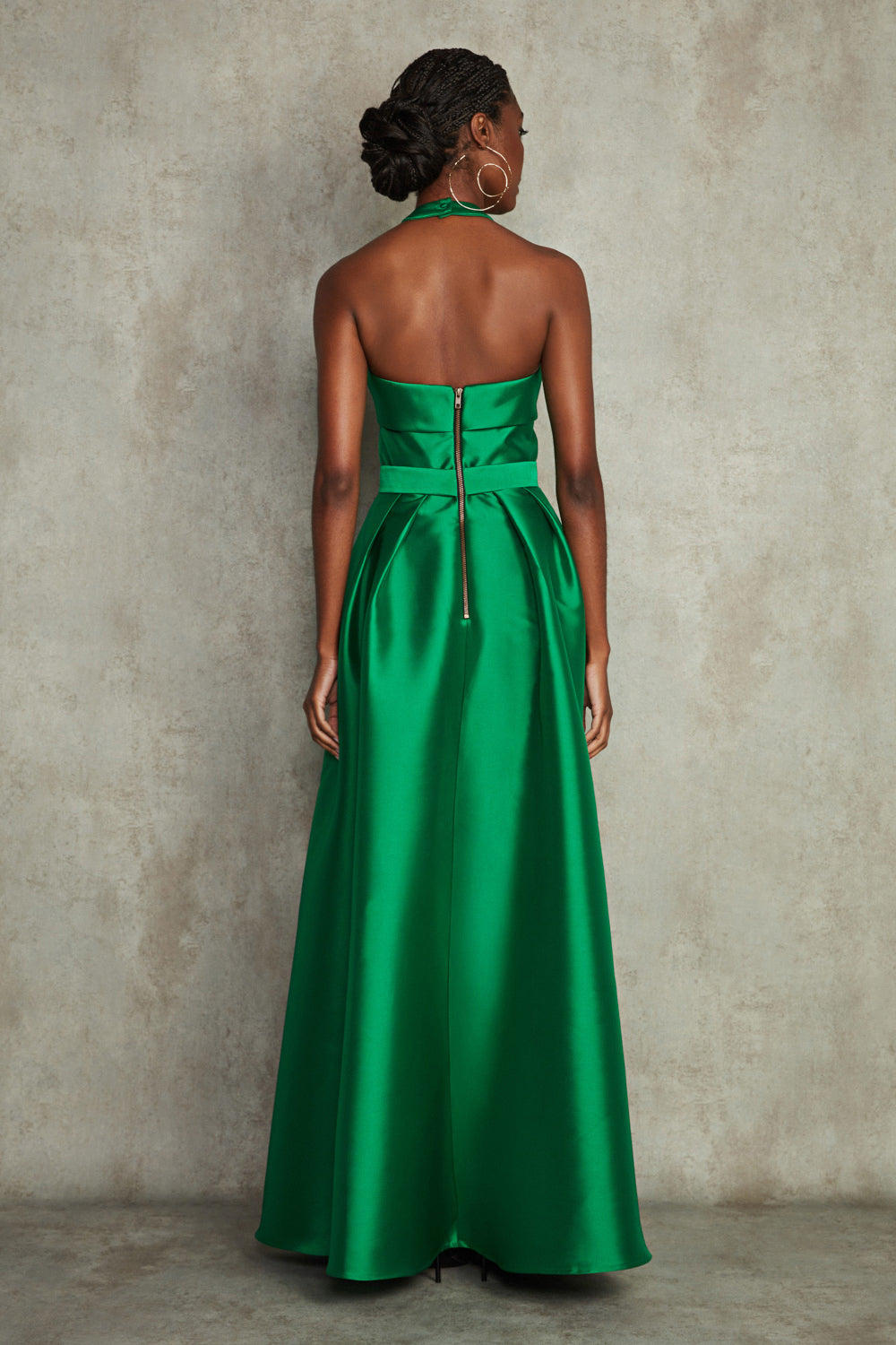 VESTIDO LONGO MIKADO LILIAN VERDE