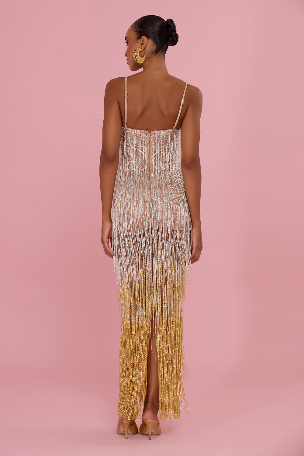 VESTIDO LONGO LINEA EMBROIDERY DOURADO