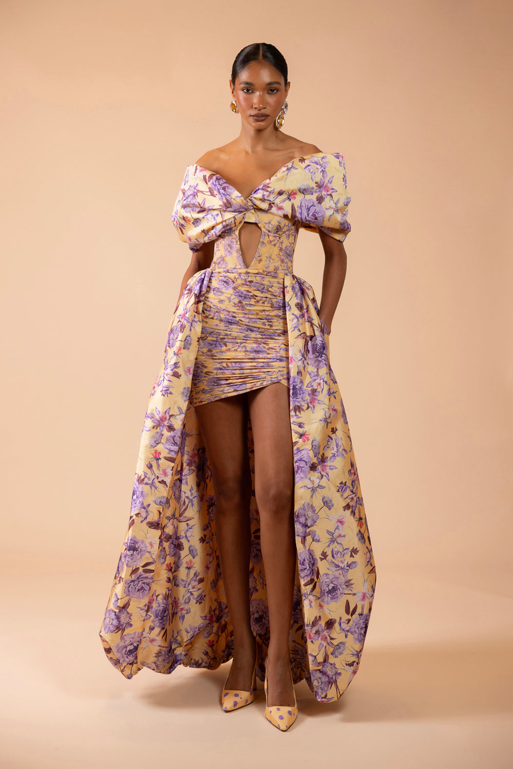 VESTIDO LONGO PEONY DOTS
 AMARELO