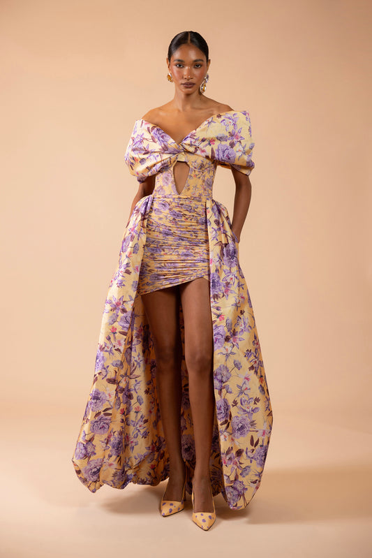 VESTIDO LONGO PEONY DOTS
 AMARELO