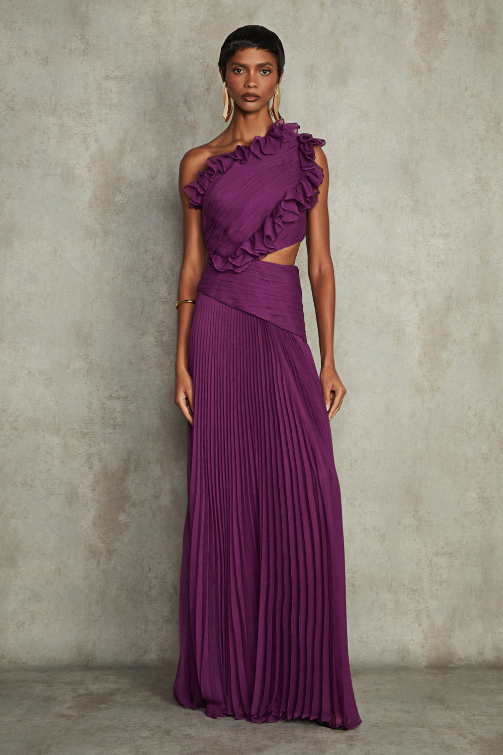 VESTIDO LONGO SILK PLISSE MAYA ROXO