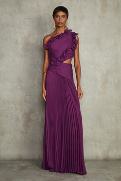 VESTIDO LONGO SILK PLISSE MAYA ROXO