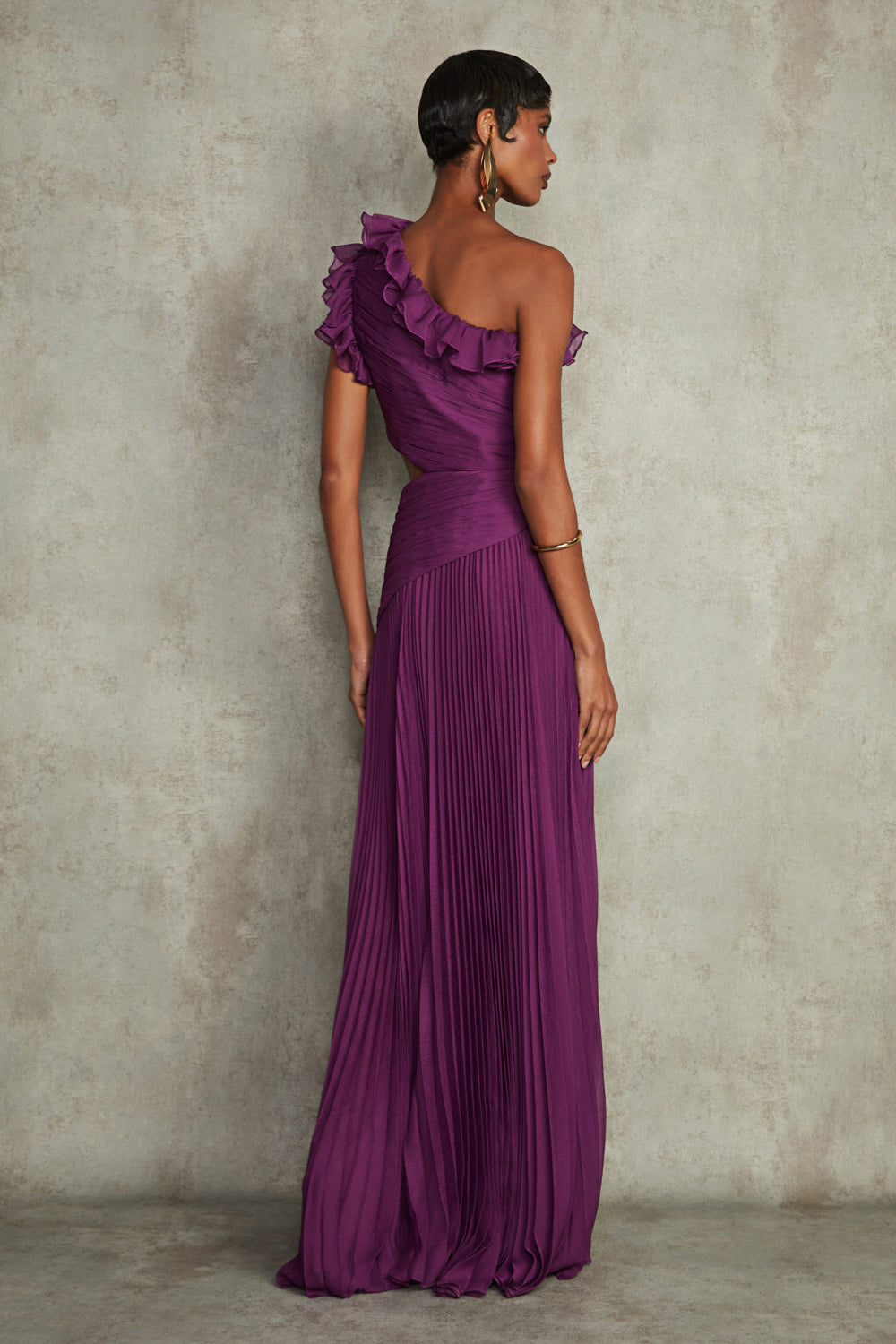 VESTIDO LONGO SILK PLISSE MAYA ROXO