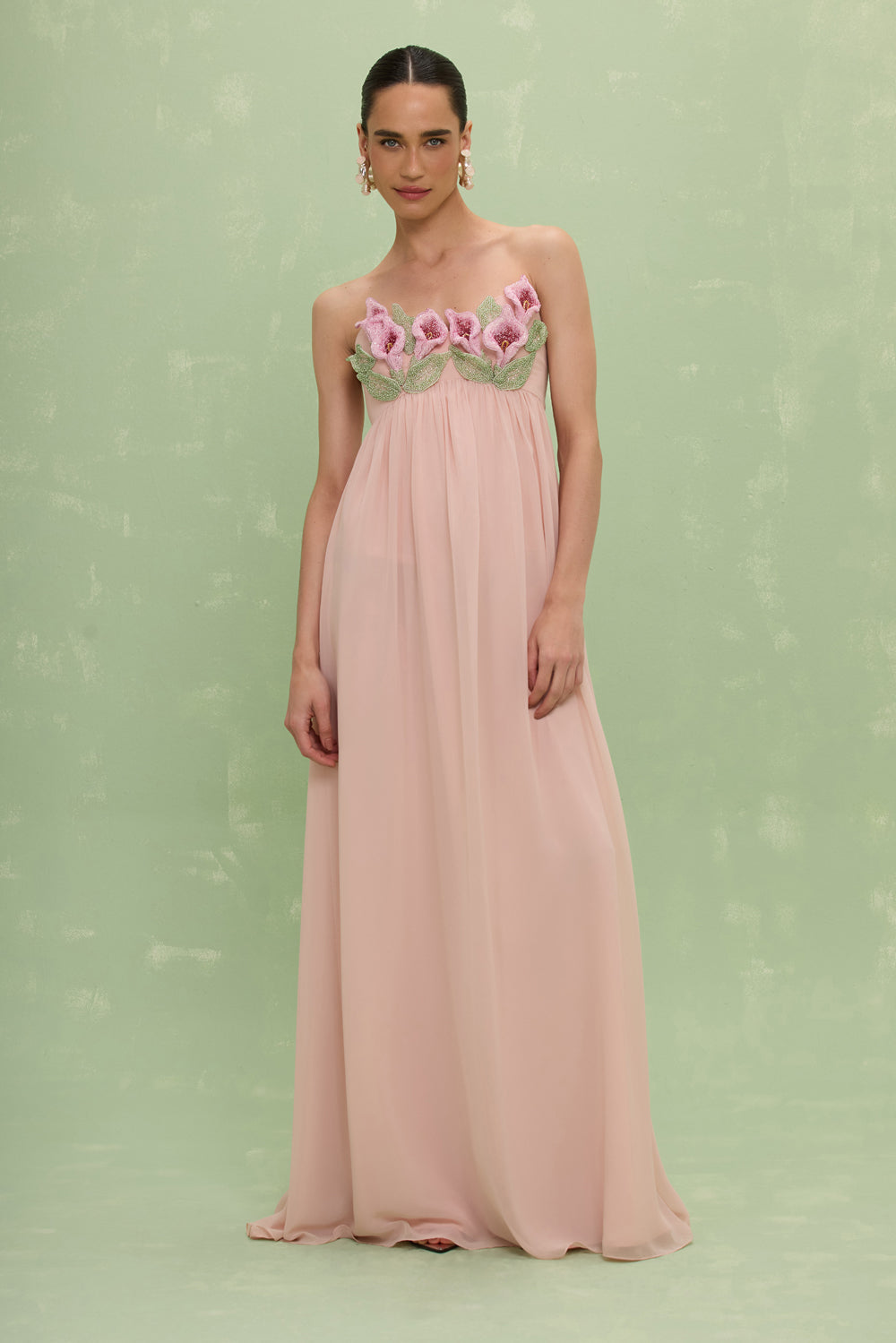 VESTIDO LONGO SILK PLISSE LILA ROSA CLARO