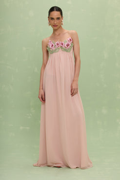 VESTIDO LONGO SILK PLISSE LILA ROSA CLARO