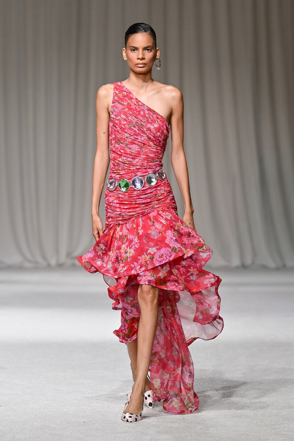 VESTIDO LONGO PEONY DOTS VERMELHO