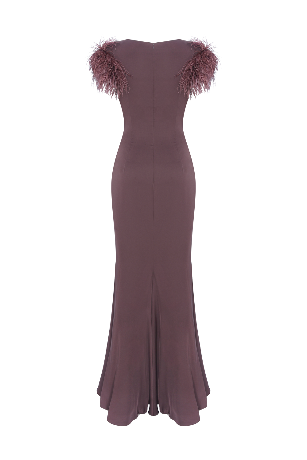 VESTIDO LONGO CETIM ISABEL MARROM