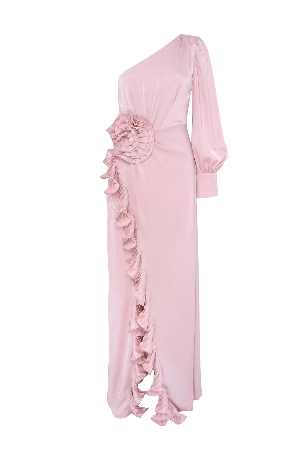 VESTIDO LONGO CETIM ISABEL ROSA CLARO