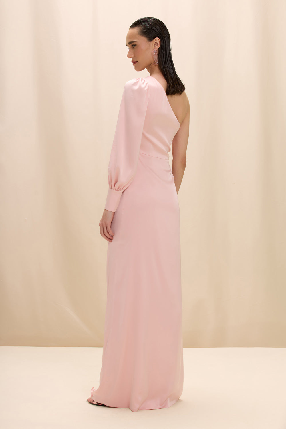 VESTIDO LONGO CETIM ISABEL ROSA CLARO