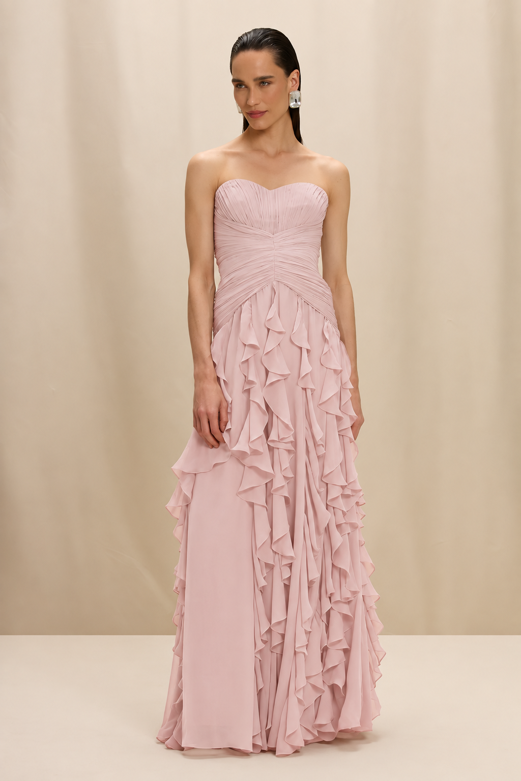 VESTIDO LONGO SILK PLISSE LILA ROSA CLARO