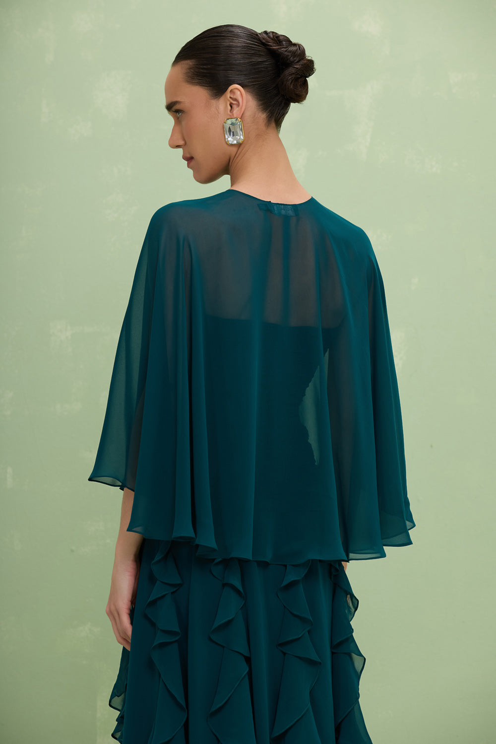 CAPA SILK PLISSE LILA VERDE ESCURO