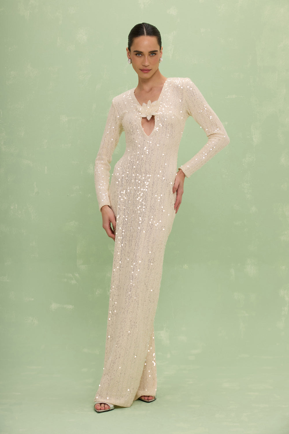 VESTIDO LONGO IARA CROCHET BEGE