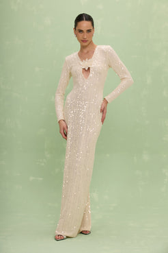 VESTIDO LONGO IARA CROCHET BEGE
