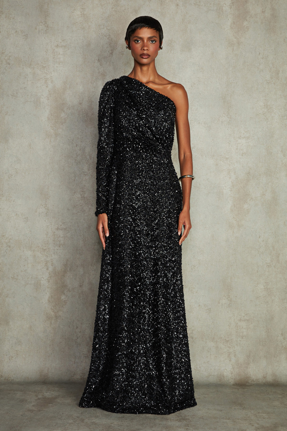 VESTIDO LONGO PAETÊ NINA  PRETO