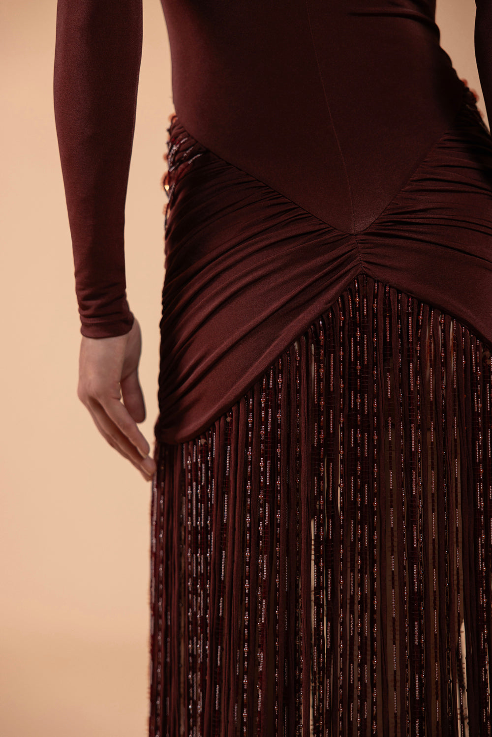 VESTIDO LONGO TAFETÁ TARSILA MARROM
