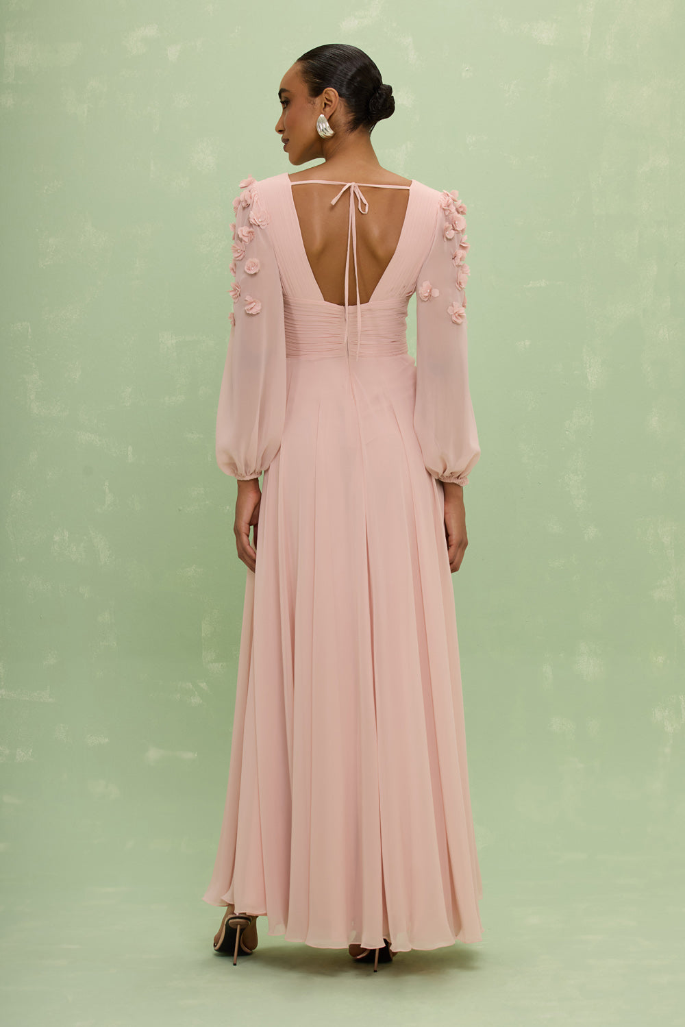 VESTIDO LONGO SILK PLISSE LILA ROSA CLARO