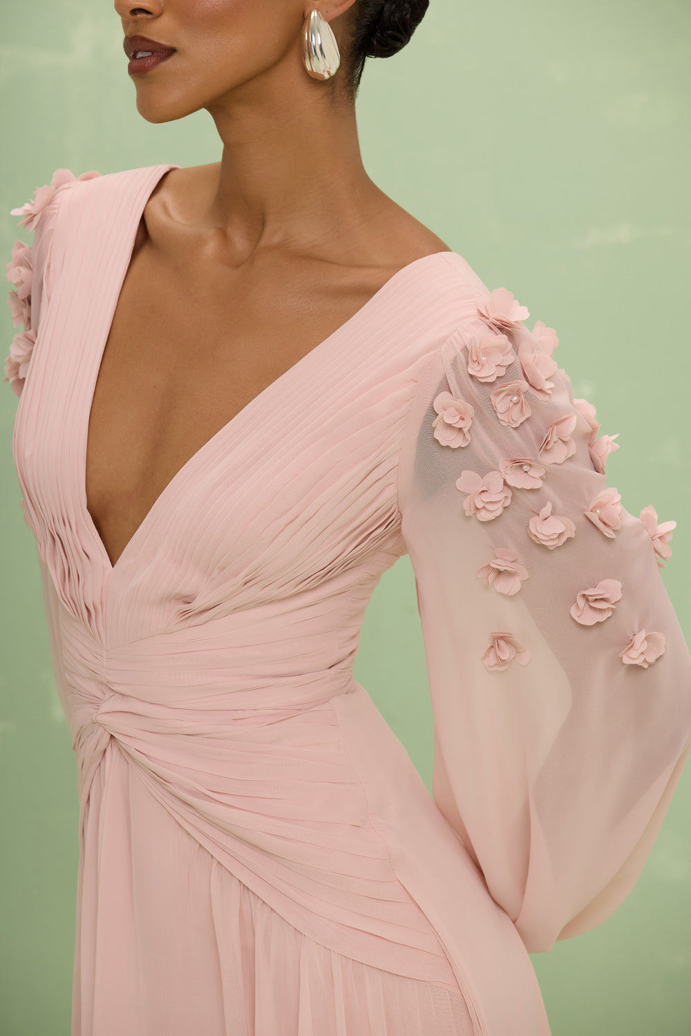 VESTIDO LONGO SILK PLISSE LILA ROSA CLARO
