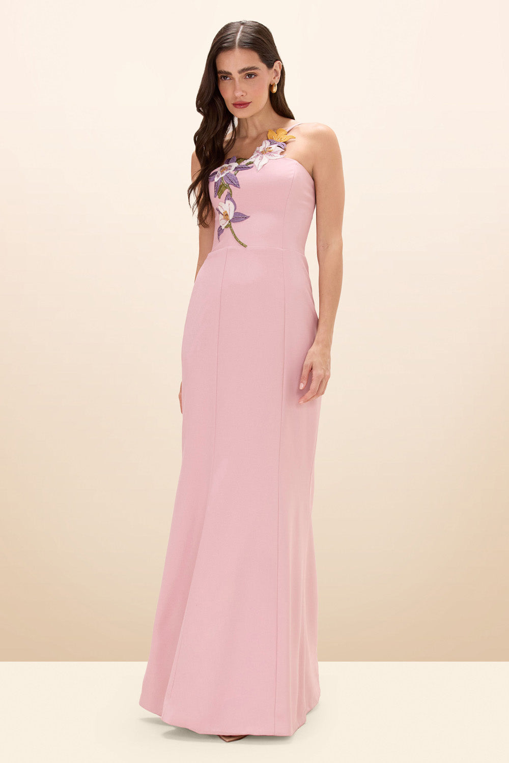 VESTIDO LONGO CREPE NORMA ROSA