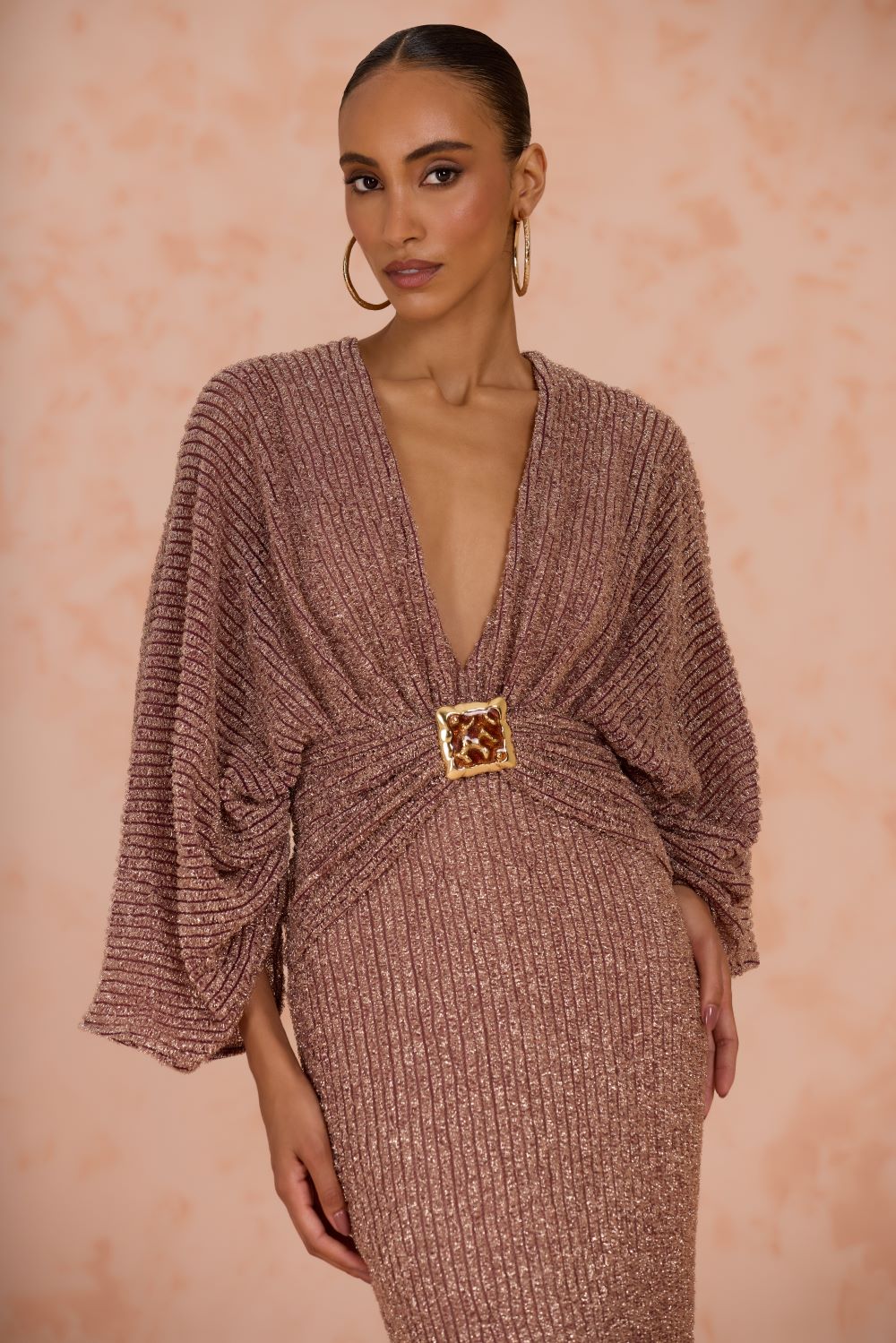 VESTIDO LONGO MALHA GROOVY  MARROM