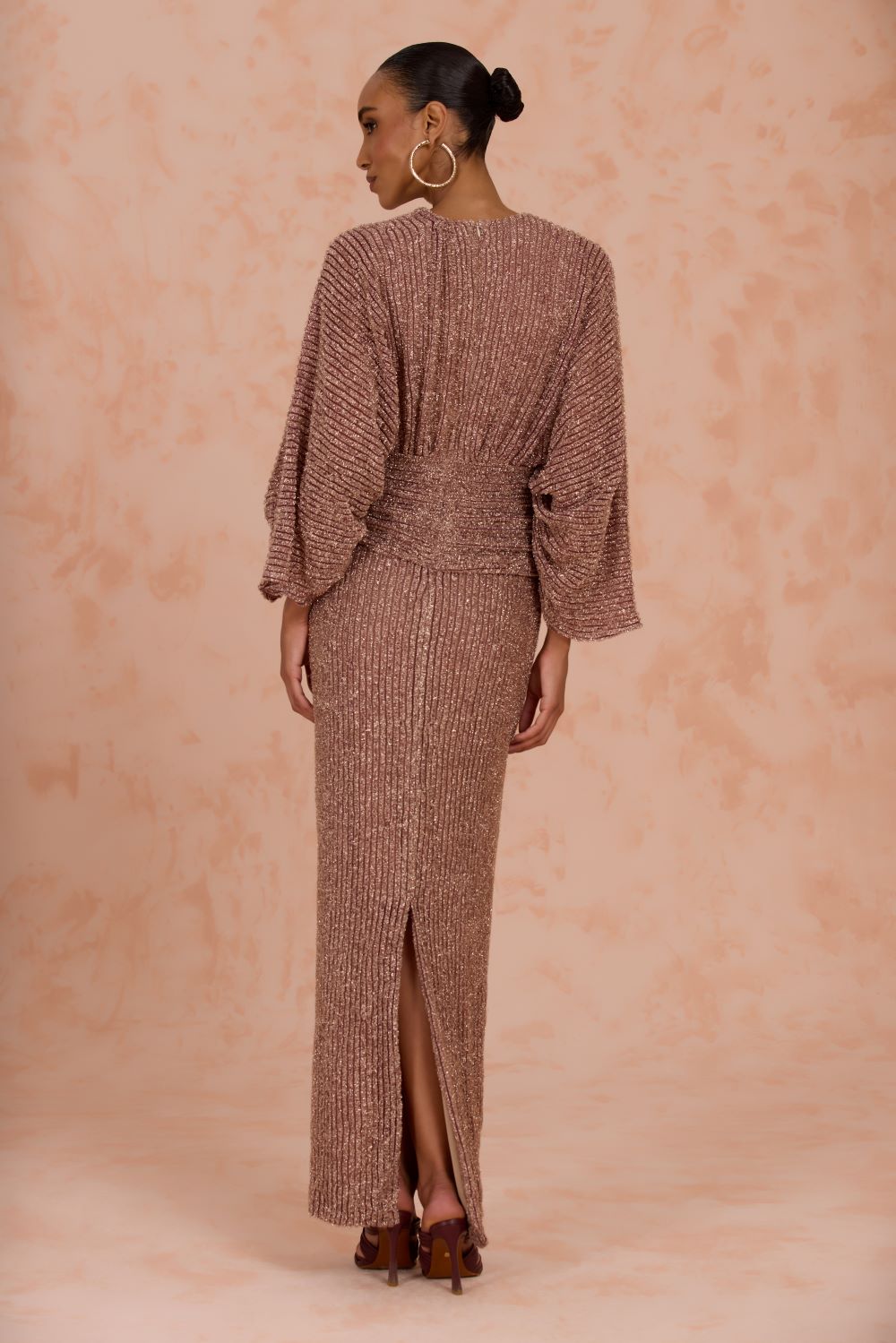 VESTIDO LONGO MALHA GROOVY  MARROM