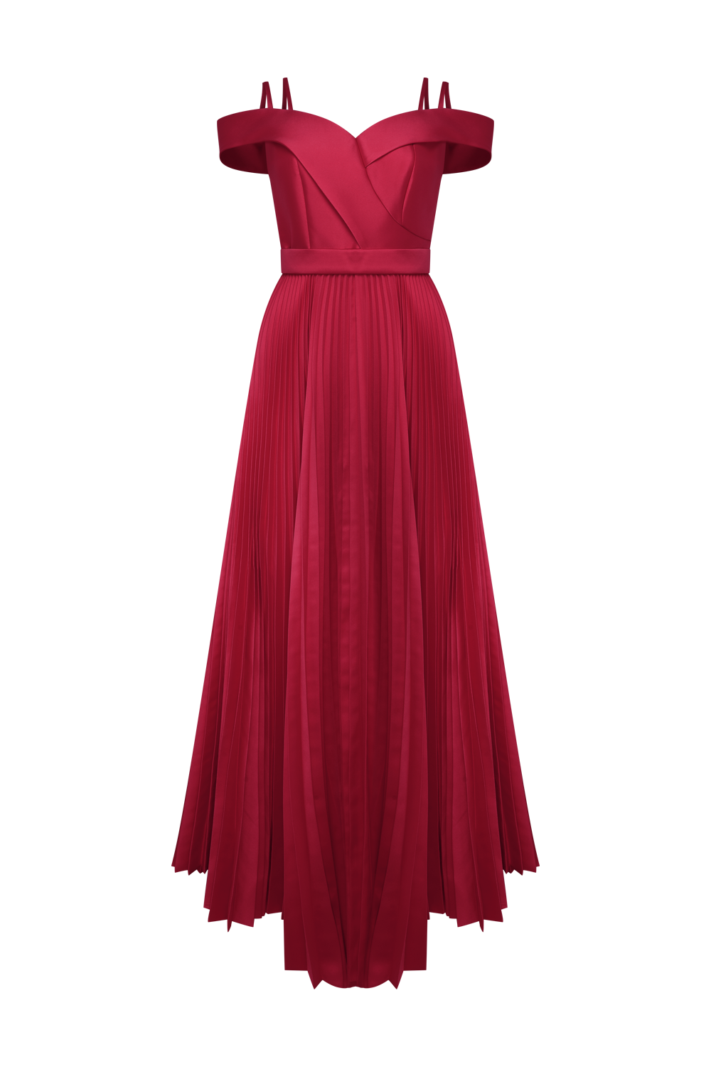 VESTIDO LONGO MIKADO LILIAN VERMELHO
