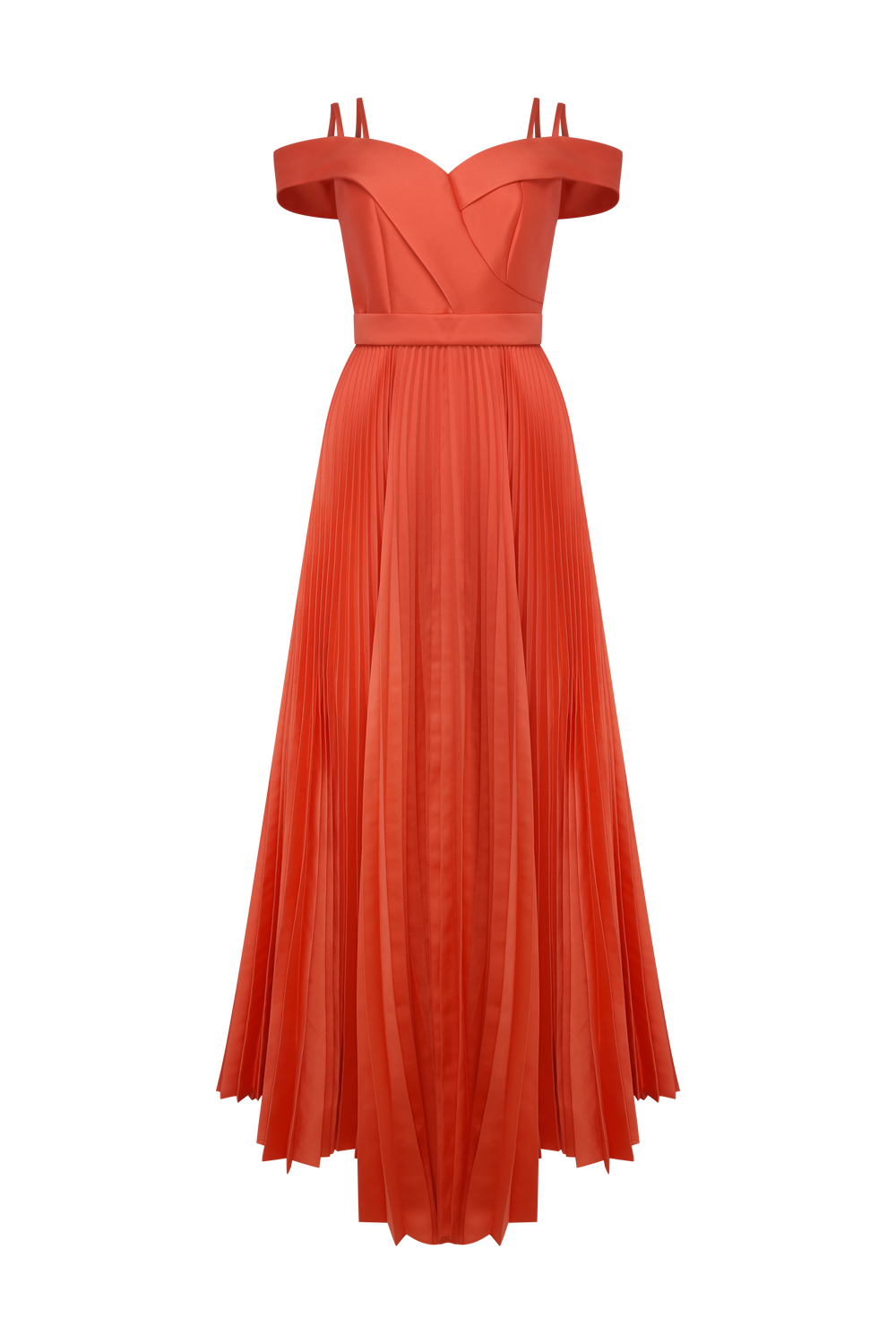 VESTIDO LONGO MIKADO LILIAN LARANJA