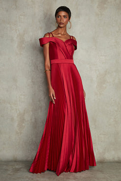 VESTIDO LONGO MIKADO LILIAN VERMELHO