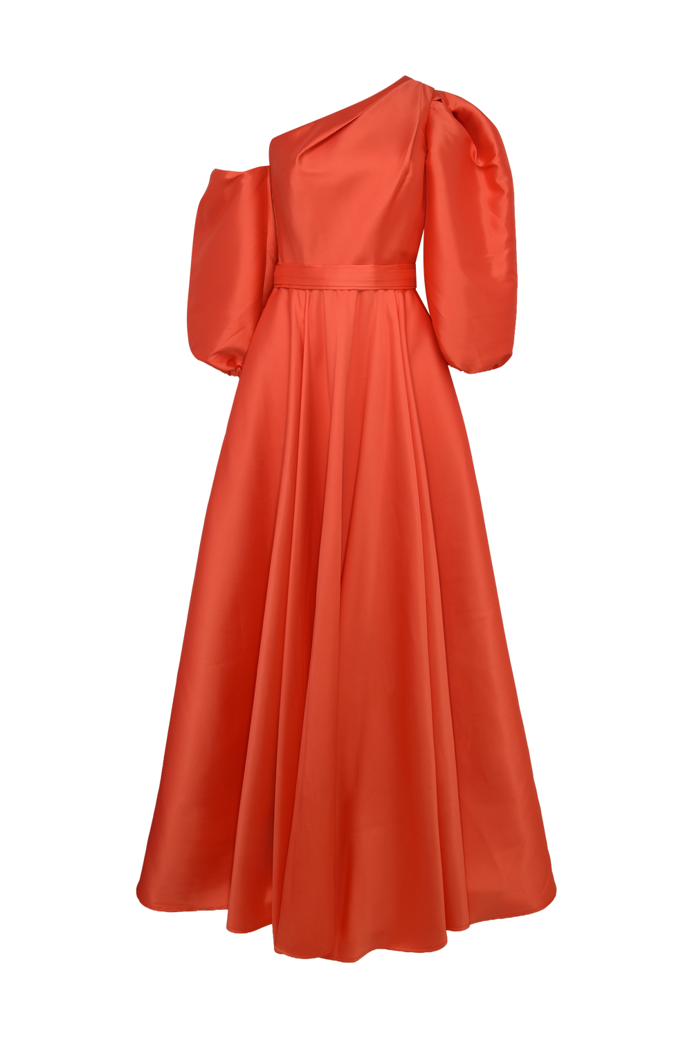 VESTIDO LONGO MIKADO LILIAN LARANJA