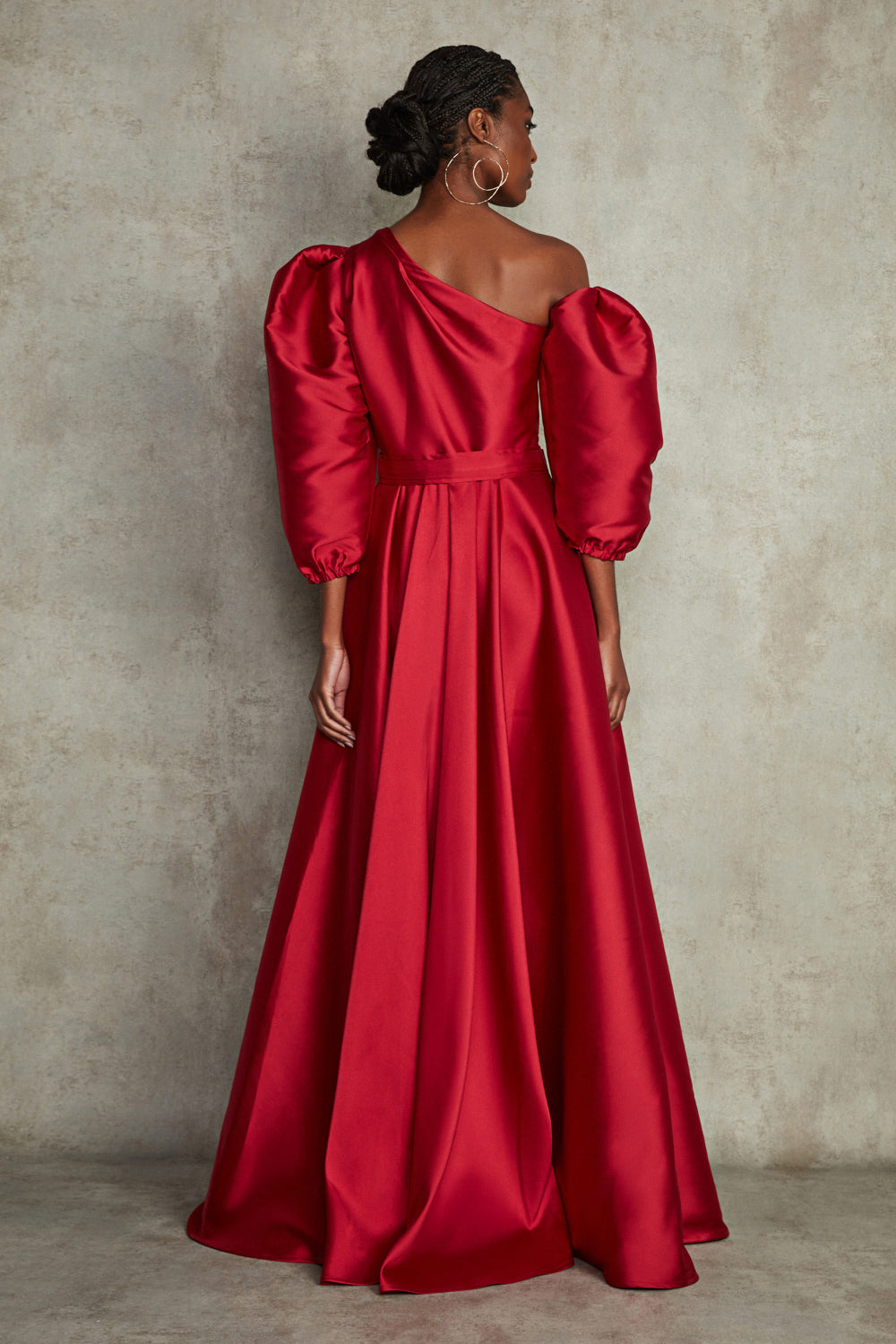 VESTIDO LONGO MIKADO LILIAN VERMELHO