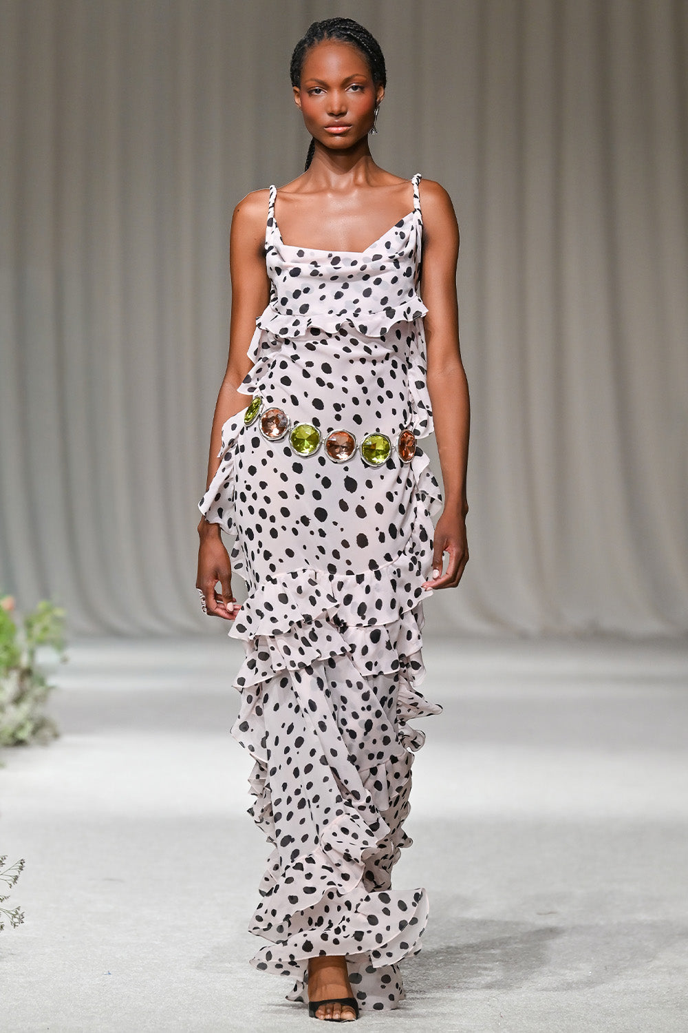 VESTIDO LONGO POÁ P&B OFF WHITE