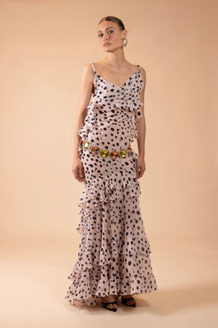 VESTIDO LONGO POÁ P&B OFF WHITE