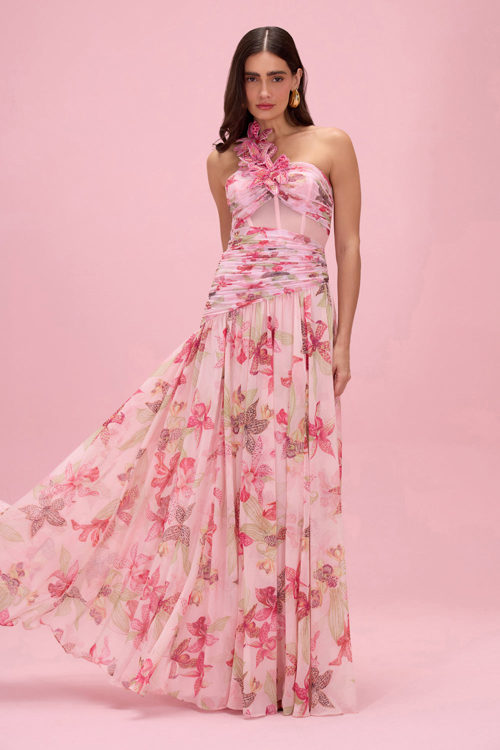 VESTIDO LONGO ORCHID BLOOM  ROSE