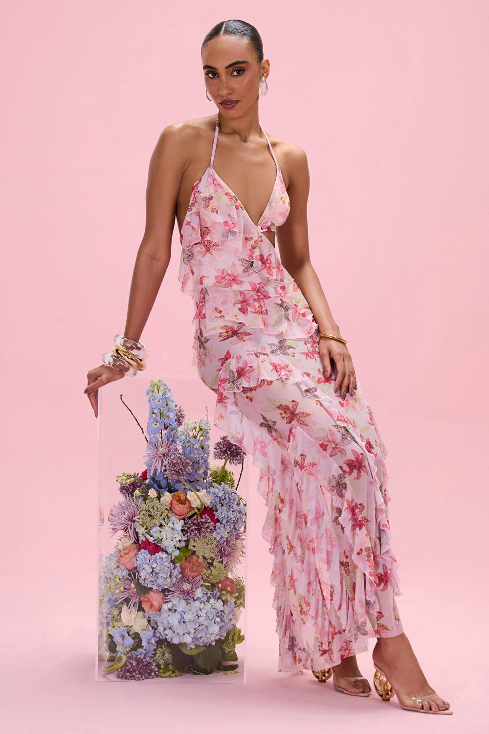 VESTIDO LONGO ORCHID BLOOM  ROSE
