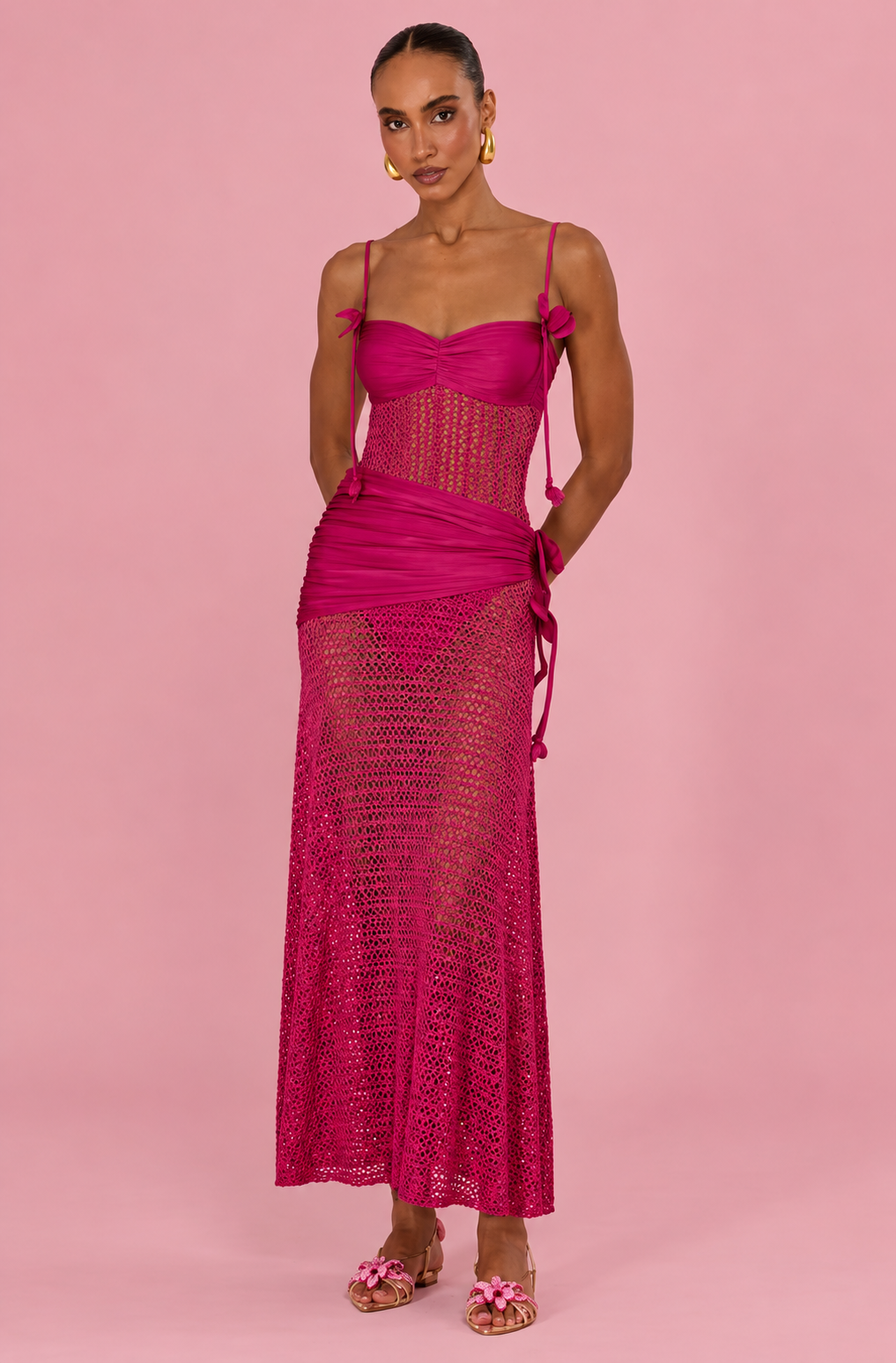 VESTIDO LONGO TELA SUNPETAL VERMELHO