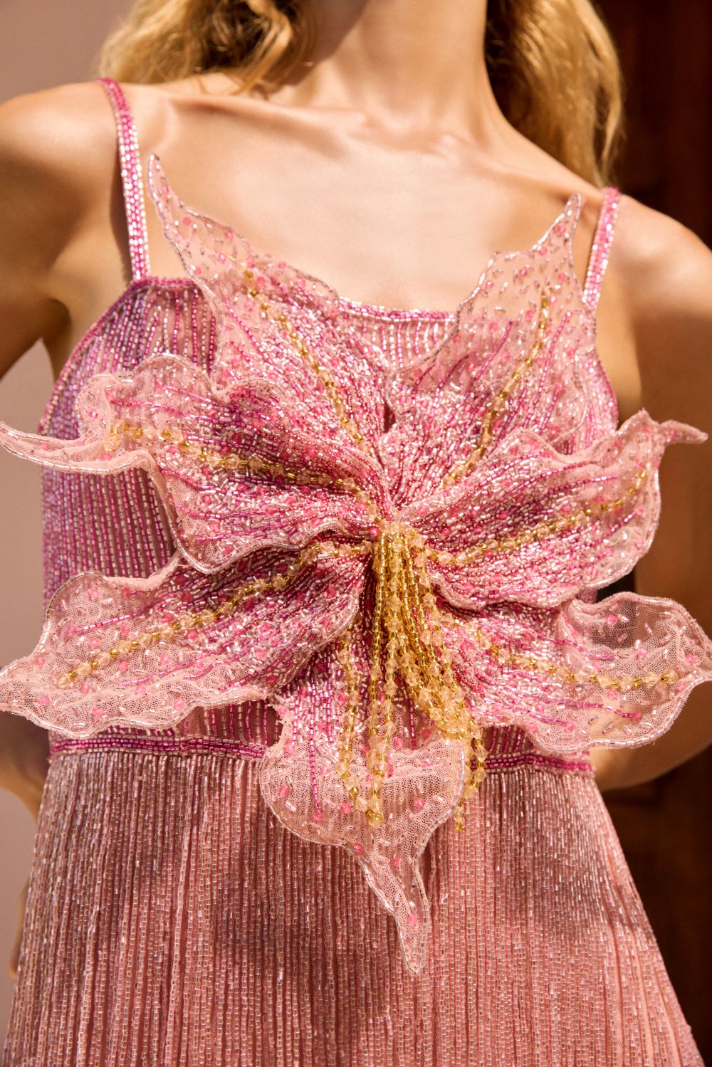 VESTIDO LONGO LINEA EMBROIDERY ROSA
