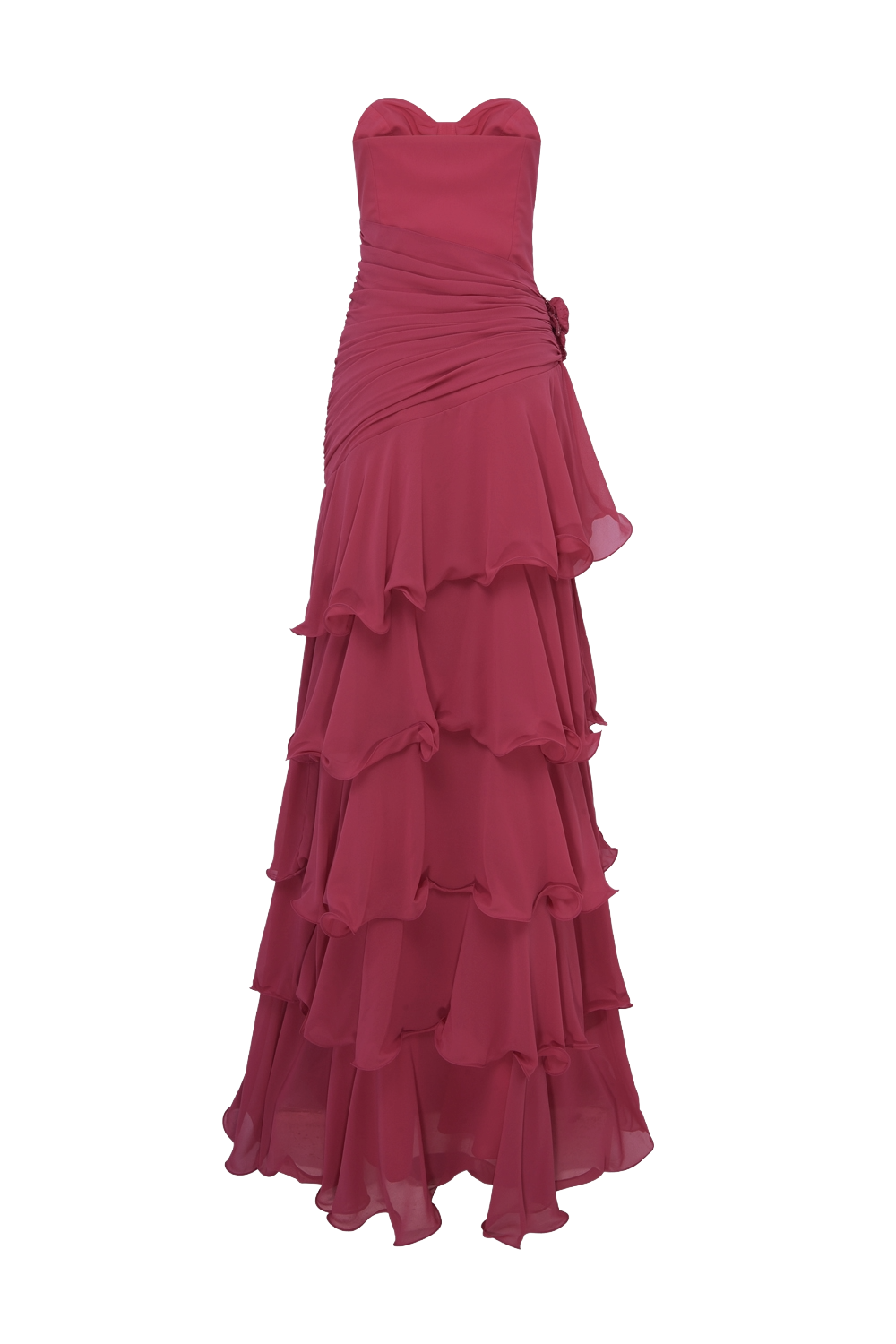 VESTIDO LONGO FLORAL CHIFFON VERMELHO