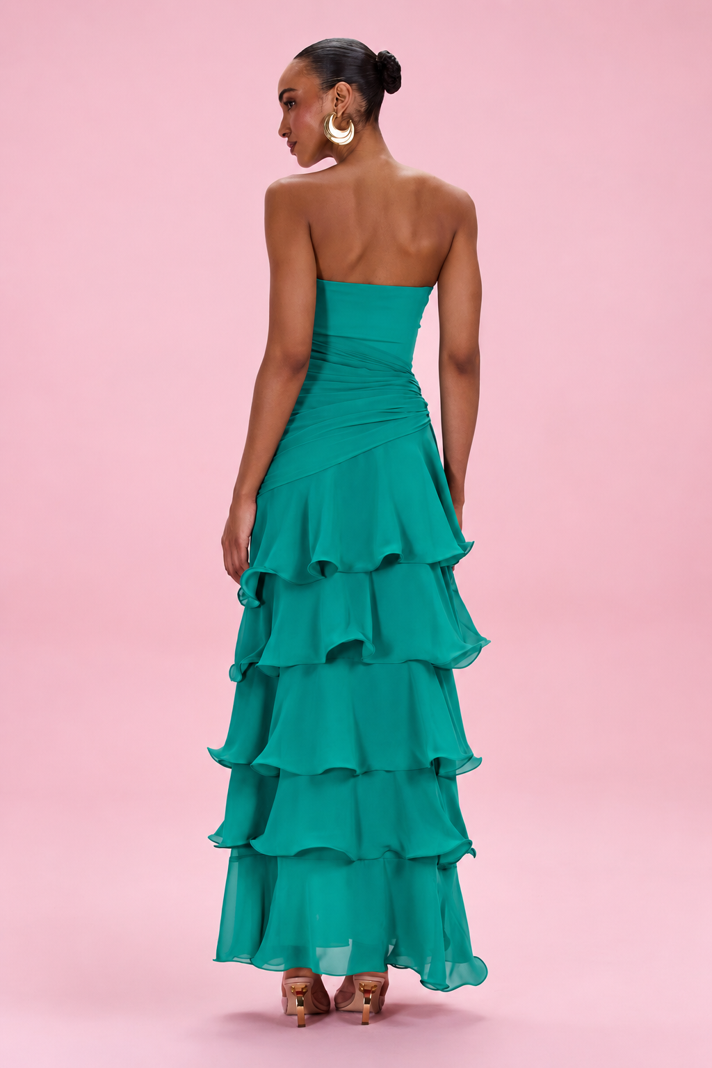 VESTIDO LONGO FLORAL CHIFFON VERDE
